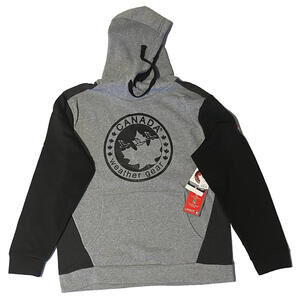 Canada Weather Gear Men's Logo Pullover Hoodie Black & Gray Size Large NWT